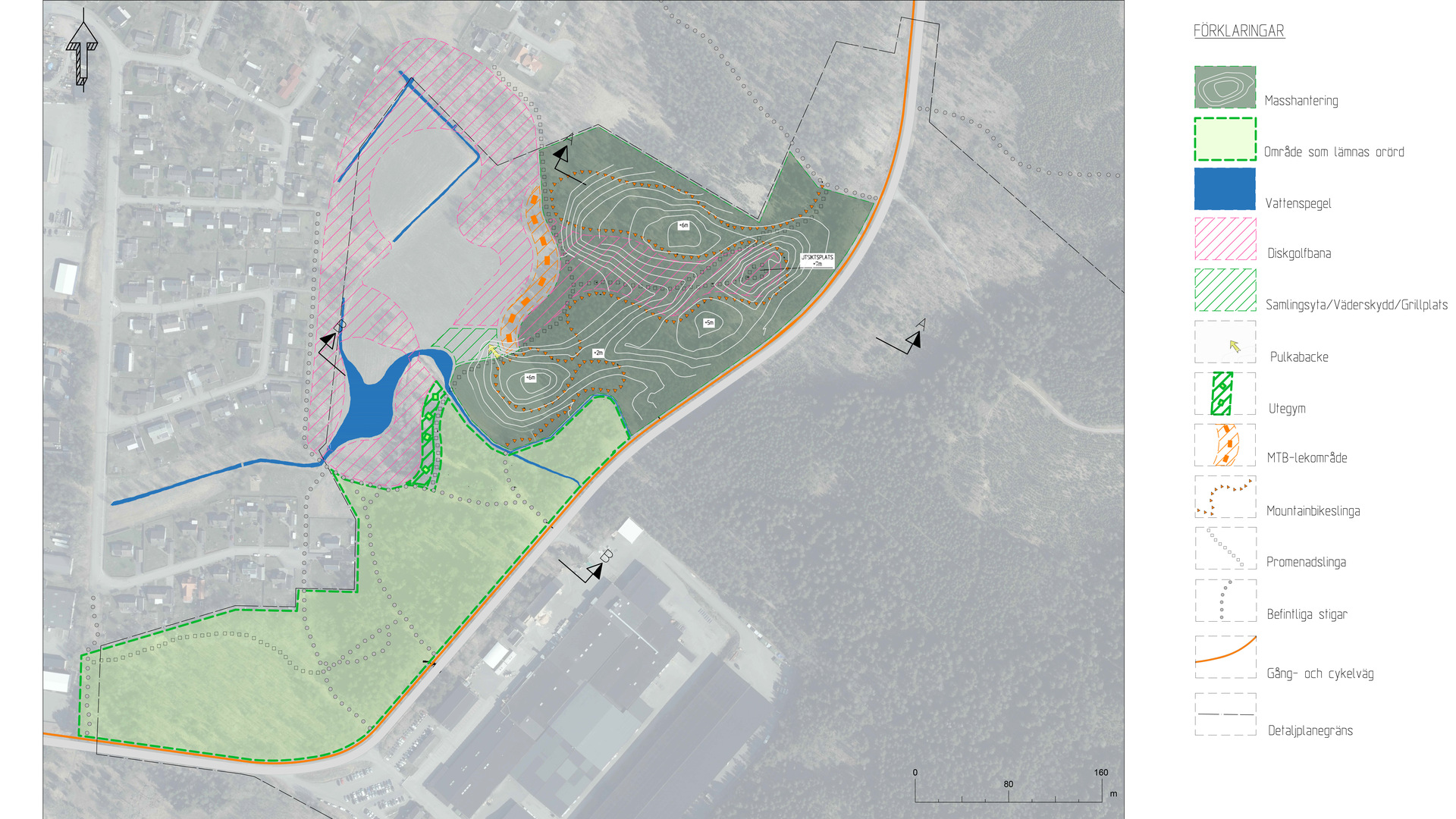 Bilden visar en planritning över gestaltningsförslaget Pelikroks naturpark